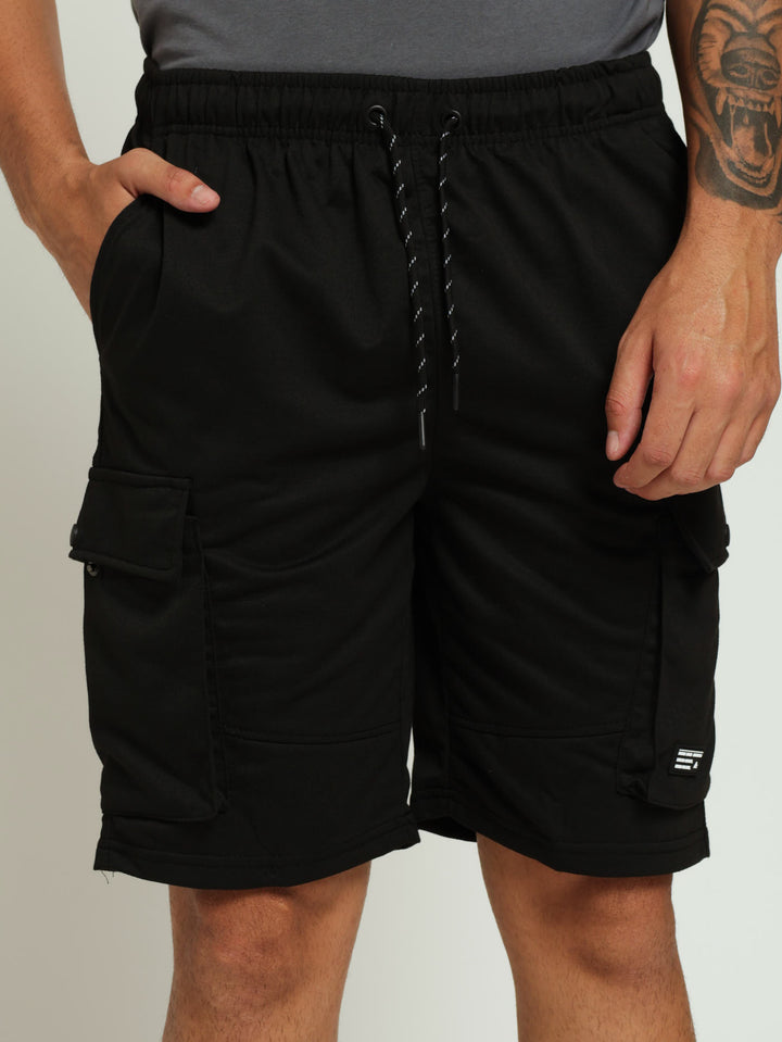Cargo Fleece Shorts - Black