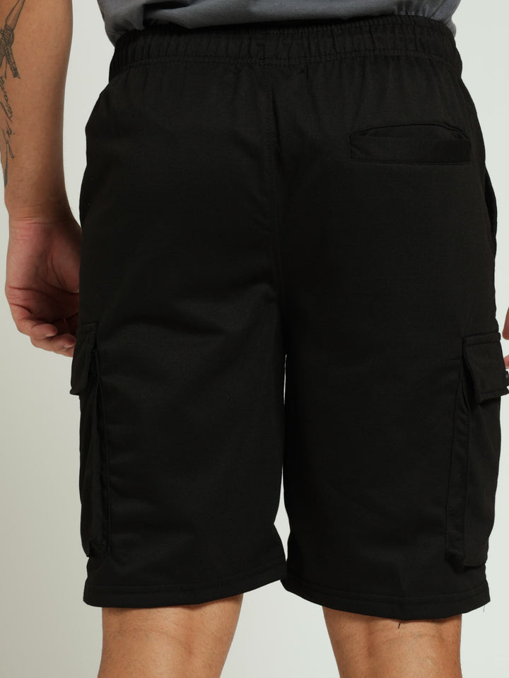 Cargo Fleece Shorts - Black