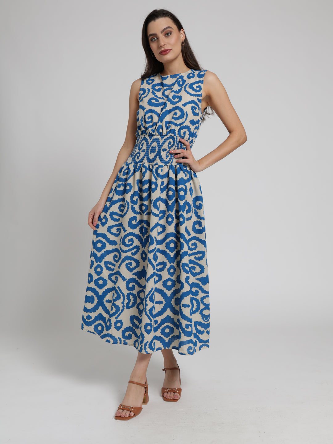 Maxi Dress Edgars Dresses Online Sleeveless Shirred Waist Fit
