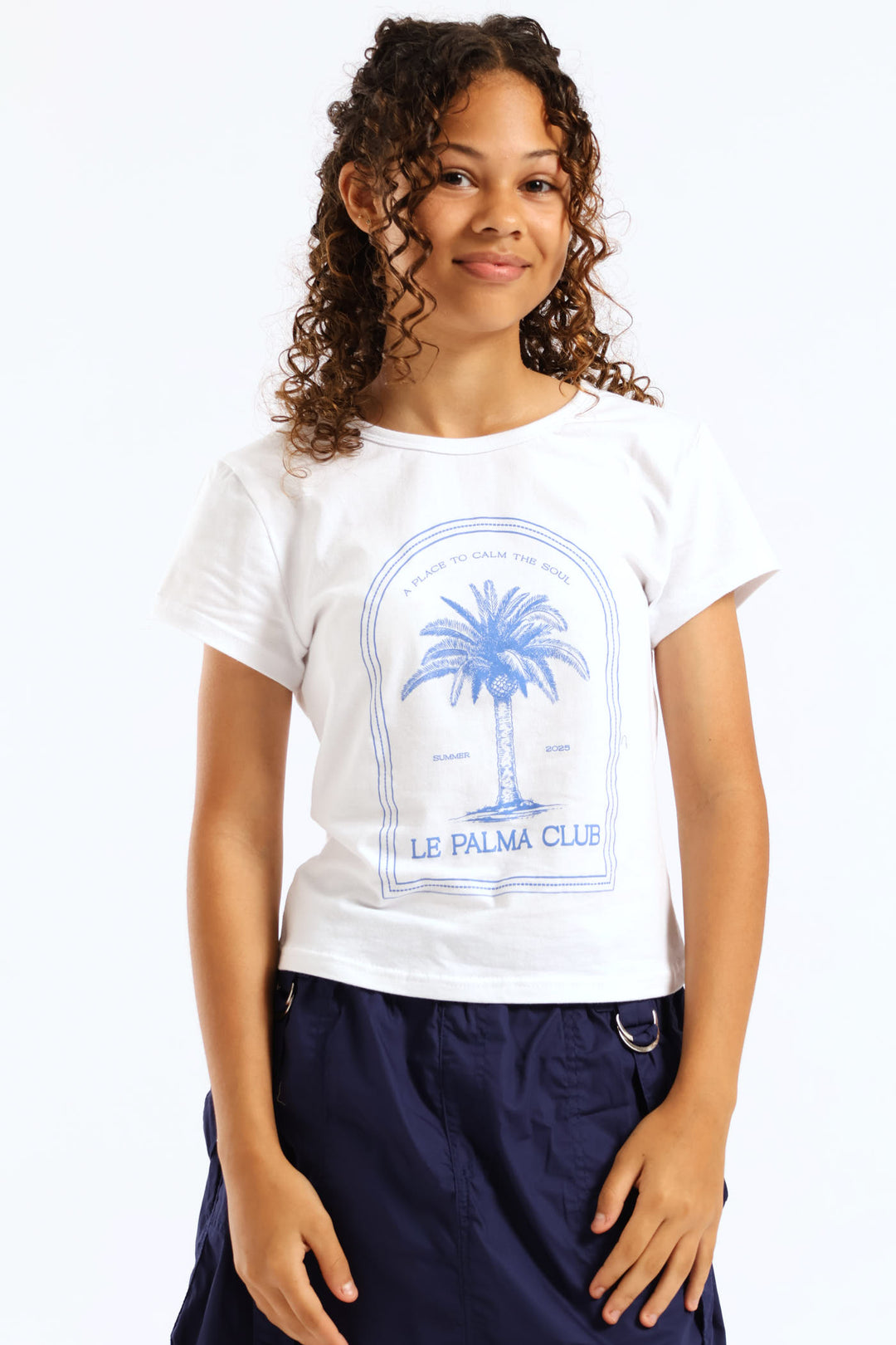 Girls Regular Le Palma Club Tee - White