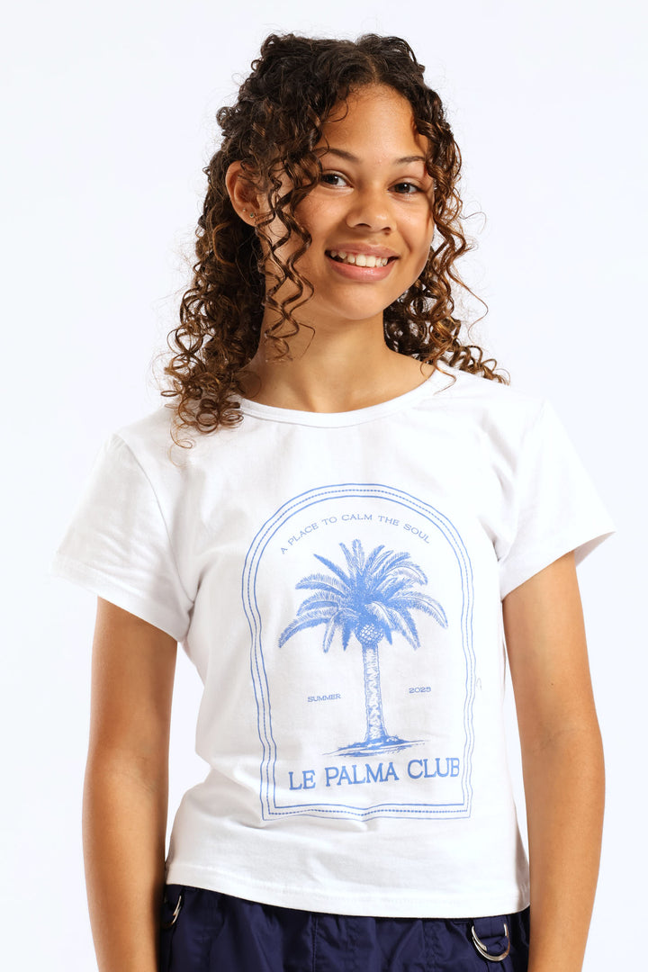 Girls Regular Le Palma Club Tee - White
