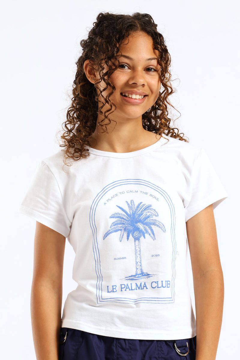 Girls Regular Le Palma Club Tee - White