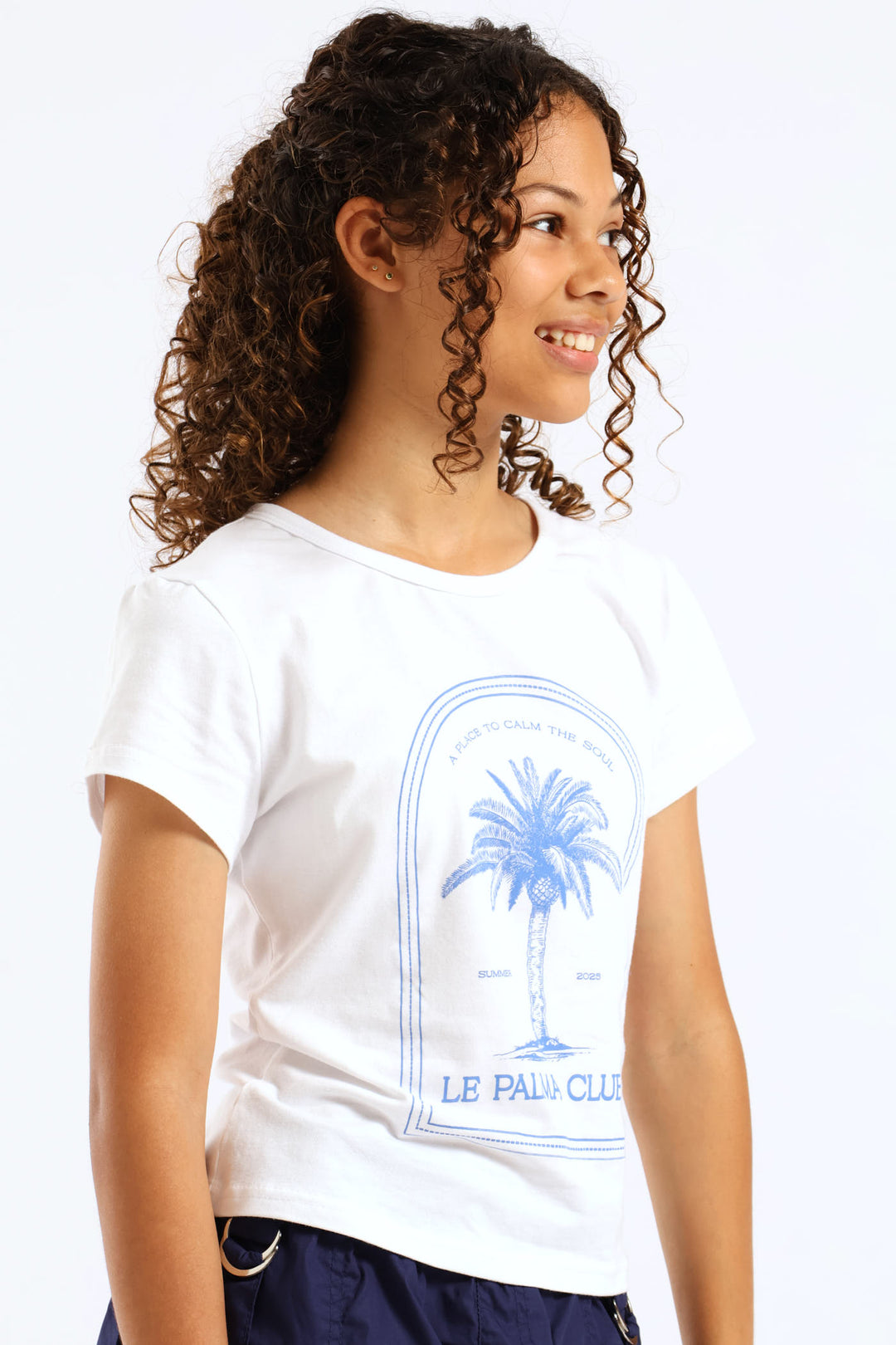 Girls Regular Le Palma Club Tee - White