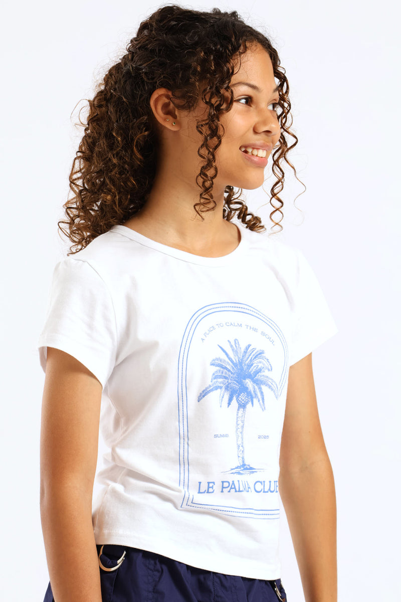 Girls Regular Le Palma Club Tee - White
