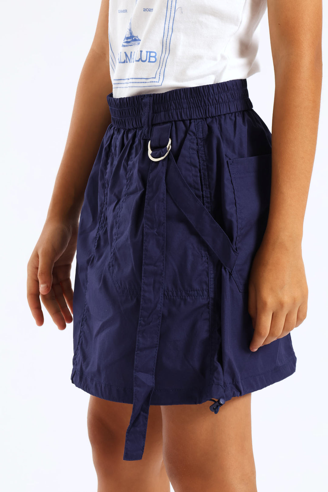 Girls Poplin Cargo Skirt - Navy