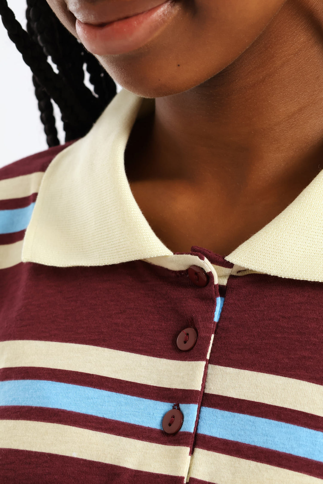 Girls Striped Loose Fit Golfer - Maroon