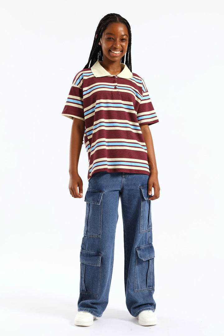 Girls Cargo Denim - Dark Blue