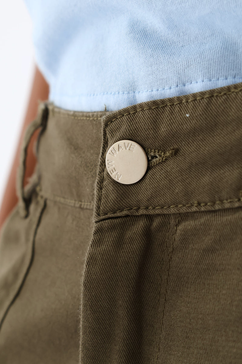 Girls Twill Cargo Pants - Olive