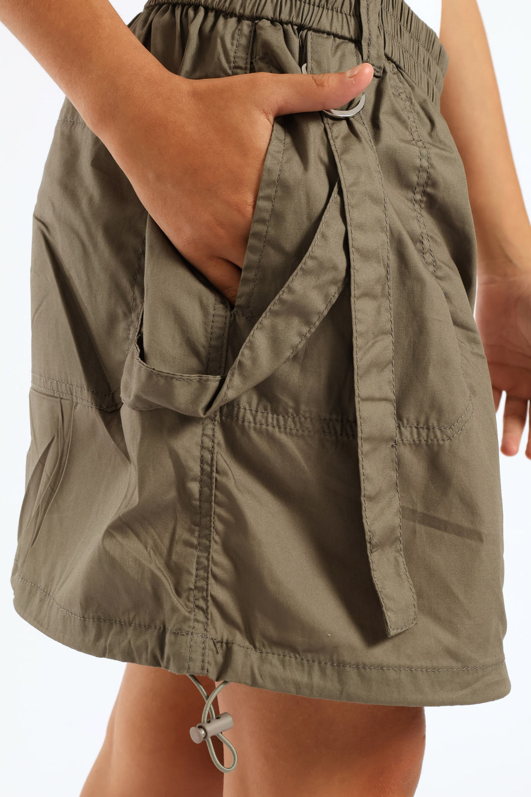 Girls Poplin Cargo Skirt - Fatigue