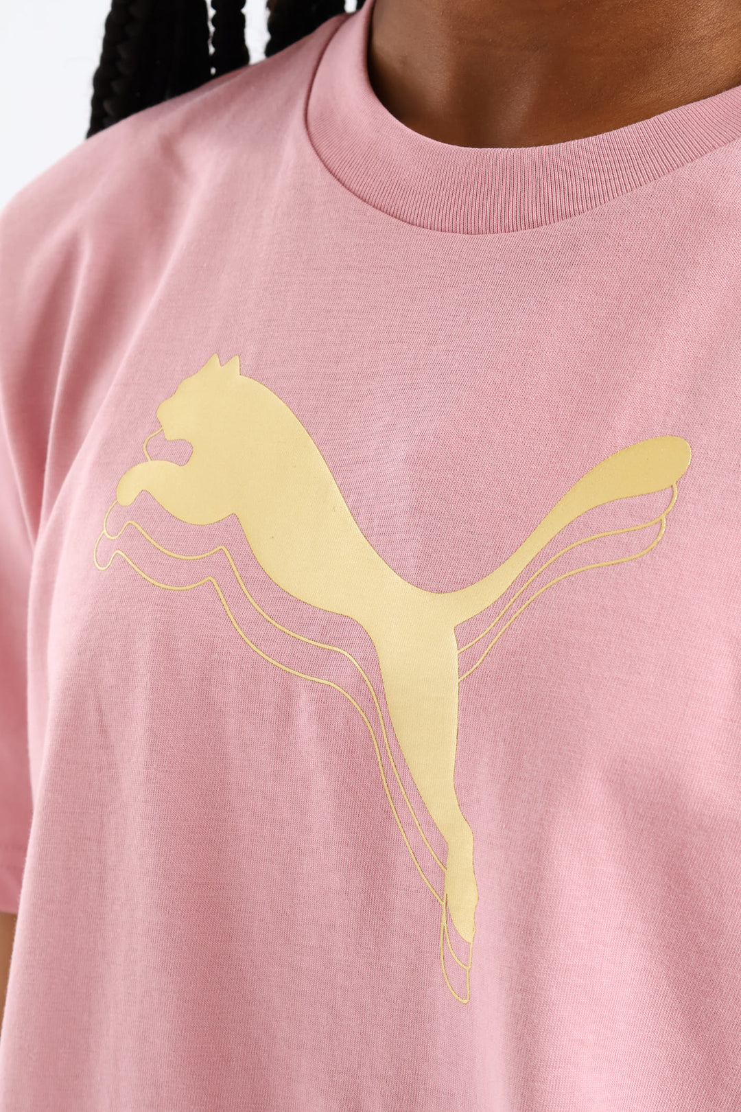 Girls Essential Metallic Cat Tee - Pink