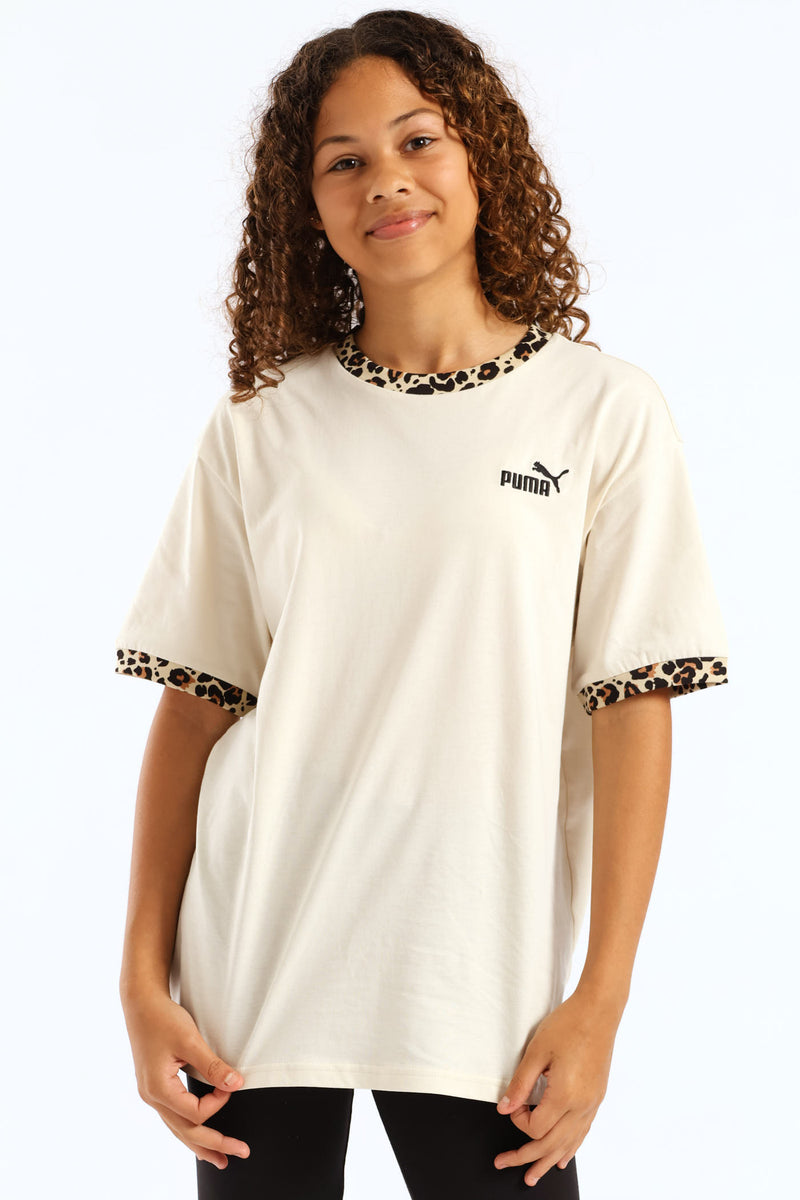 Girls Essential Graphic Animal Tee - Off White