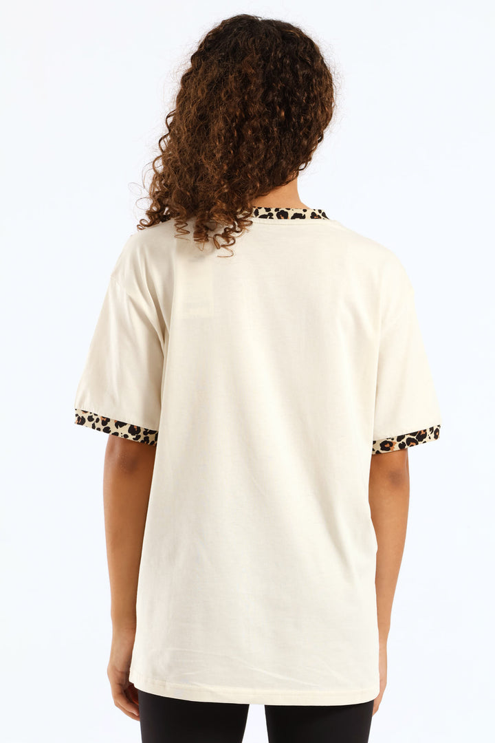 Girls Essential Graphic Animal Tee - Off White
