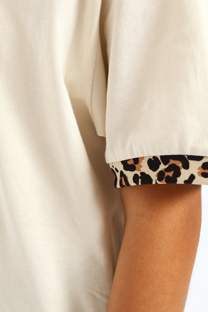 Girls Essential Graphic Animal Tee - Off White