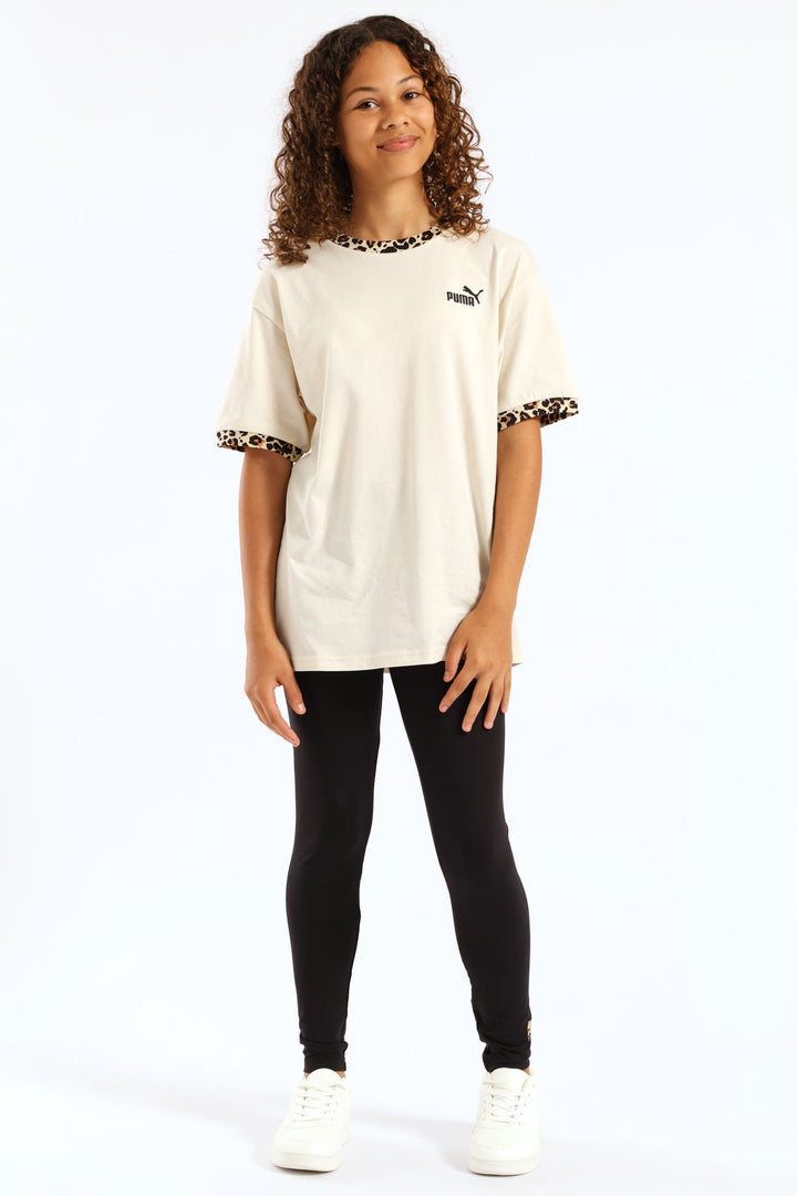 Girls Essential Metallic Cat Tights - Black