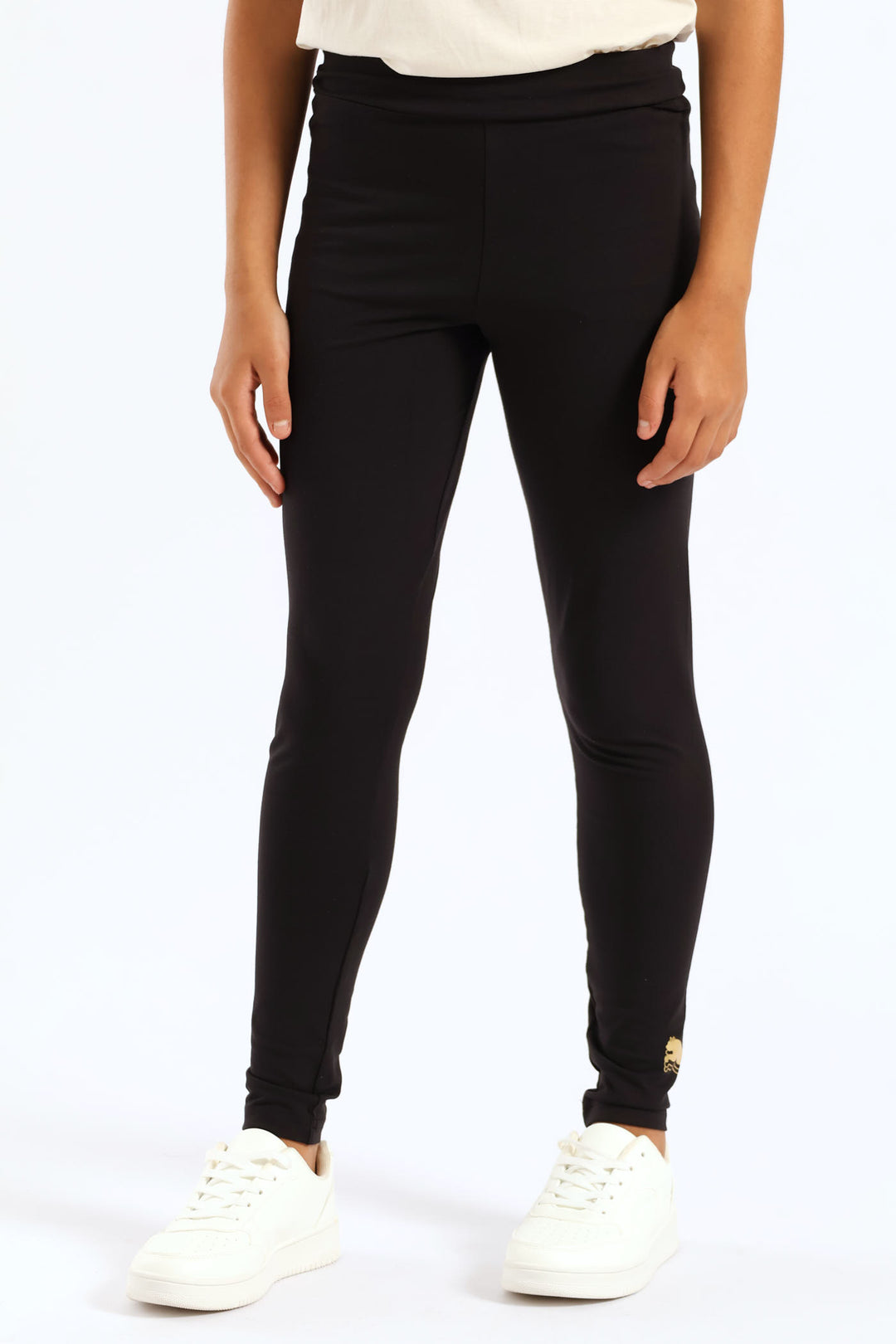 Girls Essential Metallic Cat Tights - Black