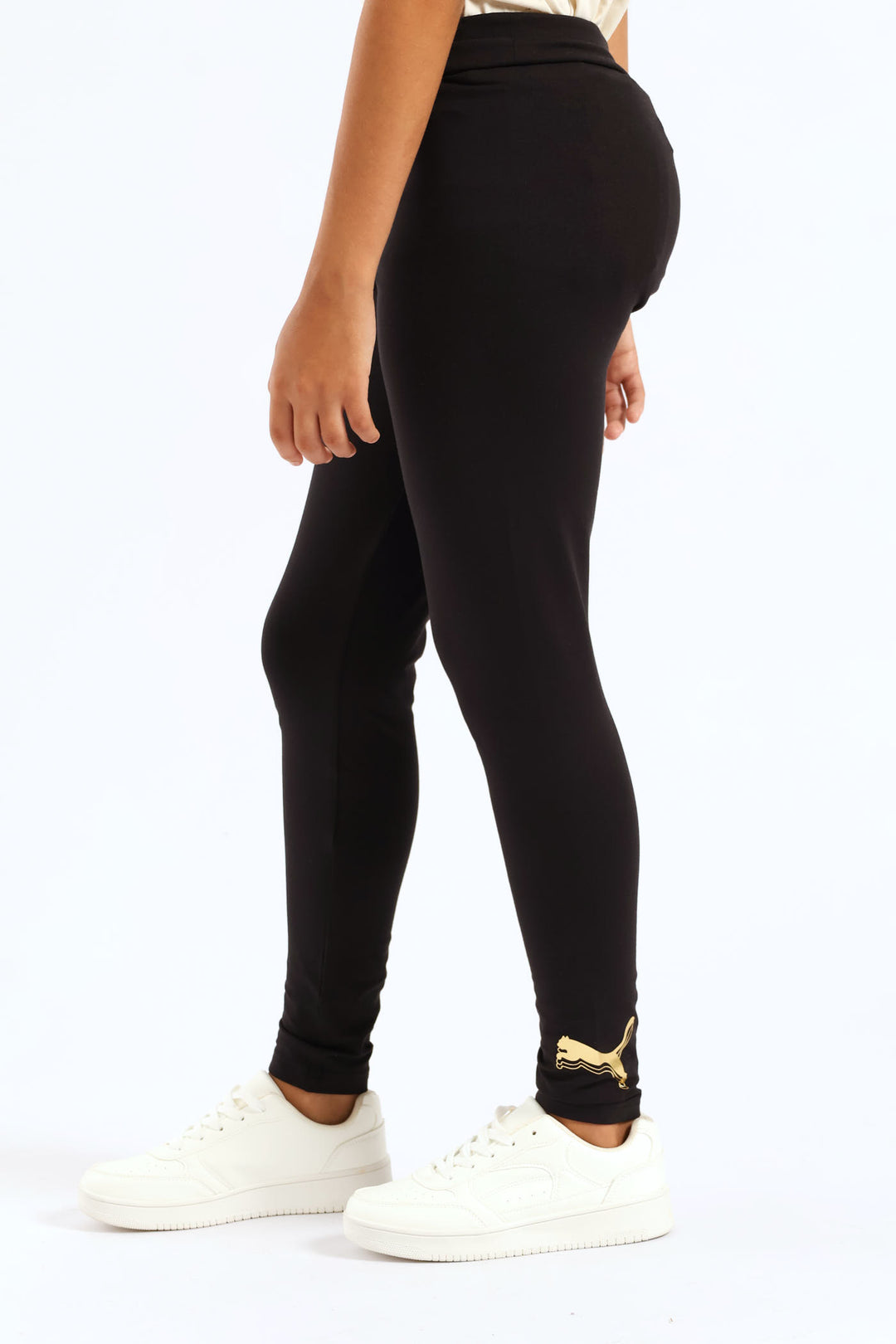 Girls Essential Metallic Cat Tights - Black