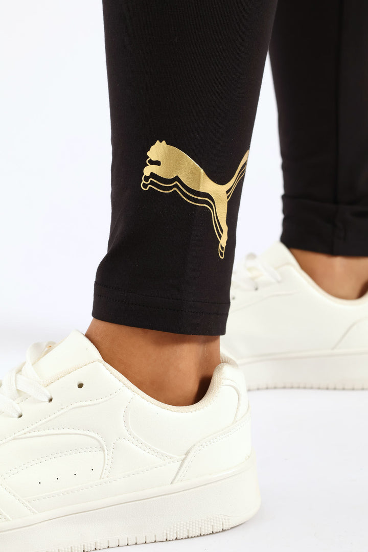 Girls Essential Metallic Cat Tights - Black