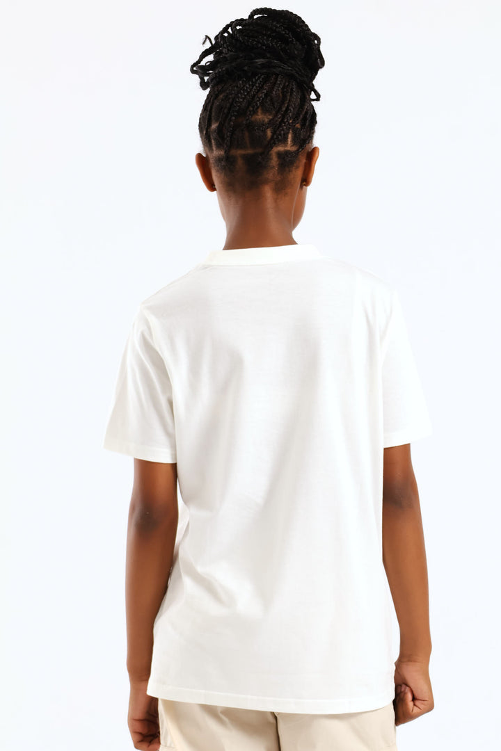 Girls Graphic Sneaker Tee - White