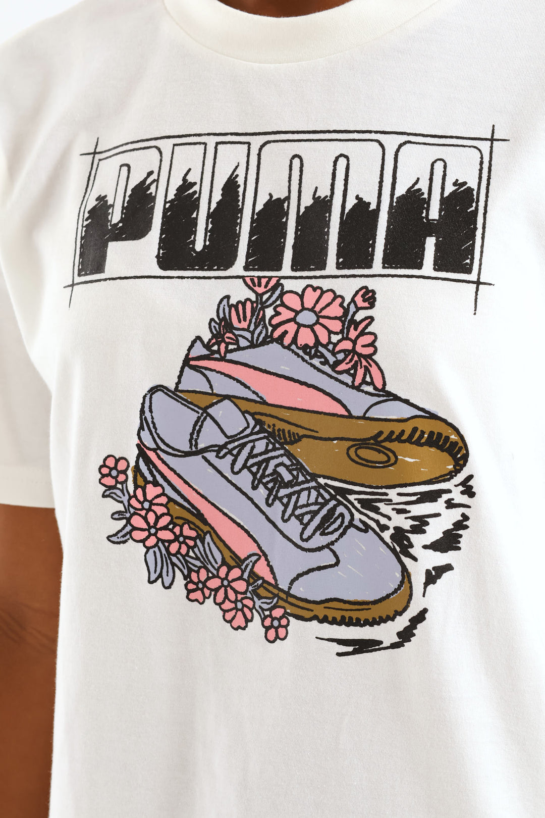 Girls Graphic Sneaker Tee - White