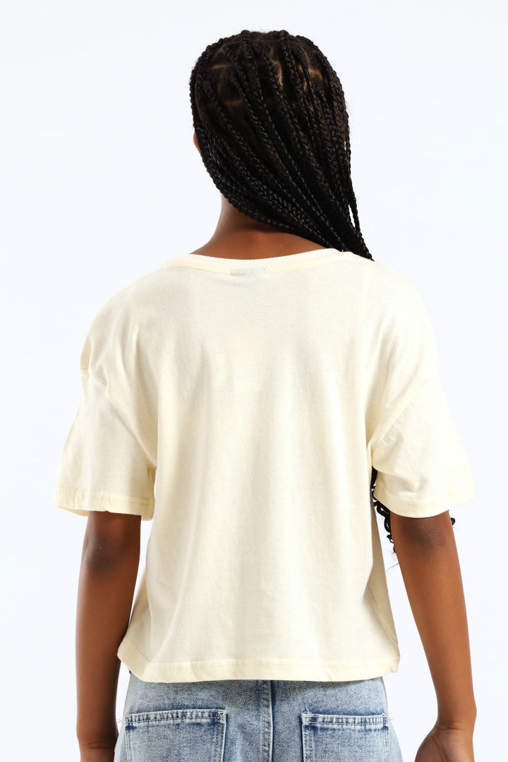 Girls Boxy Passion & Purpose Tee - Stone