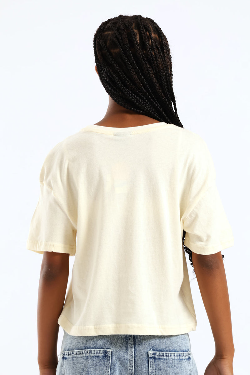 Girls Boxy Passion & Purpose Tee - Stone