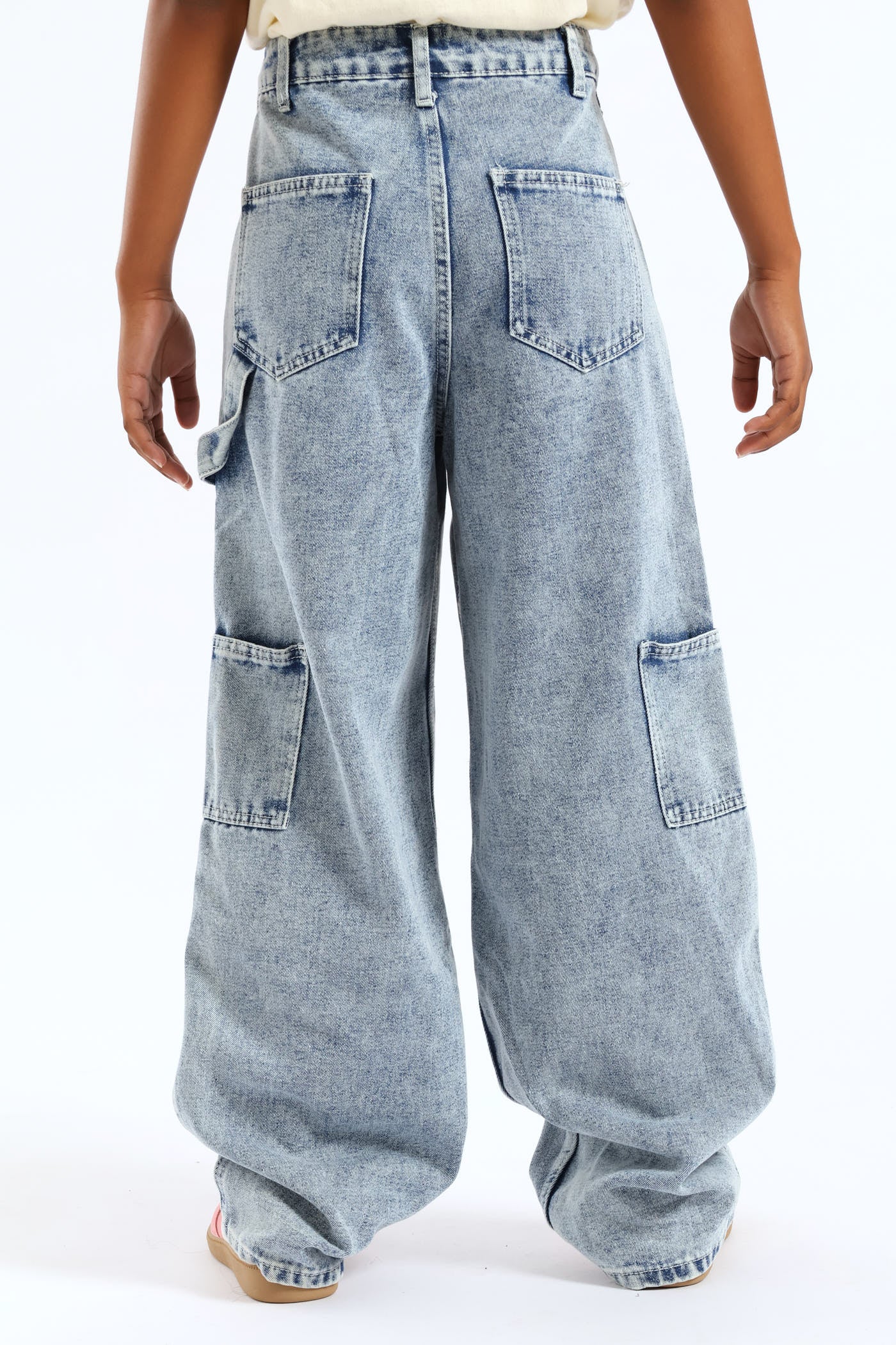 Girls Pocket Detail Carpenter Denim - Acid WashGirls – Edgars