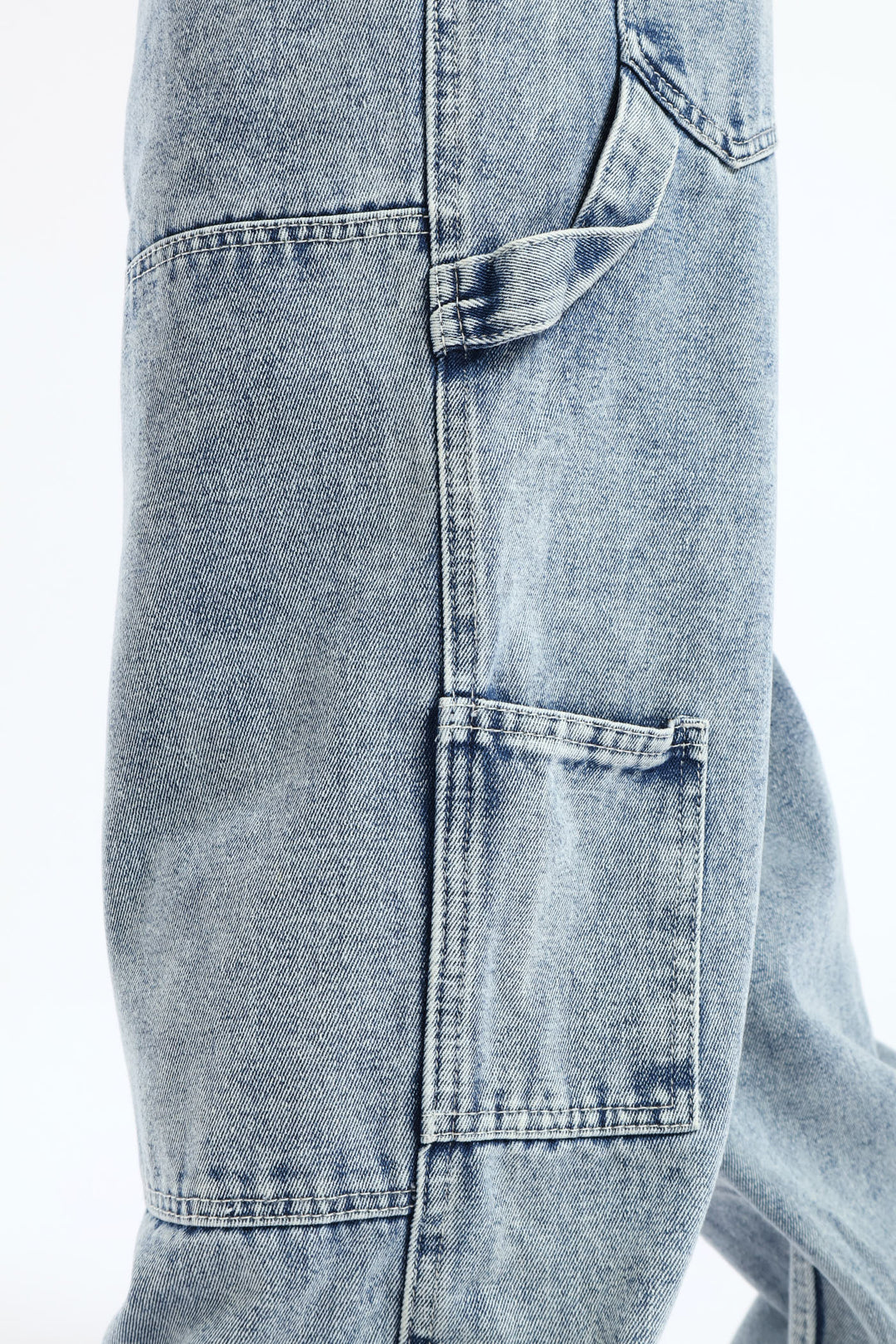 Girls Pocket Detail Carpenter Denim - Acid Wash