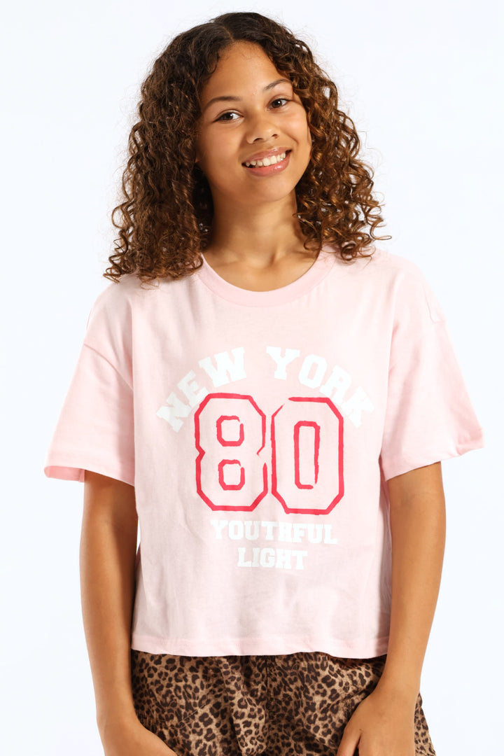 Girls Boxy Ny 80 Tee - Pink