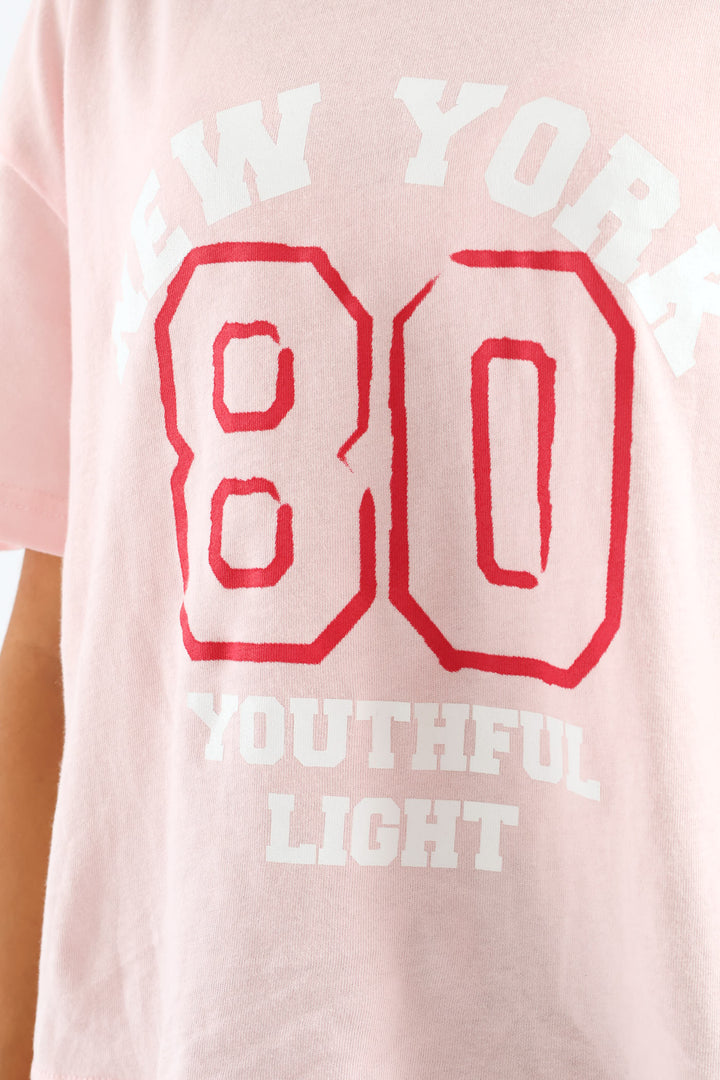 Girls Boxy Ny 80 Tee - Pink