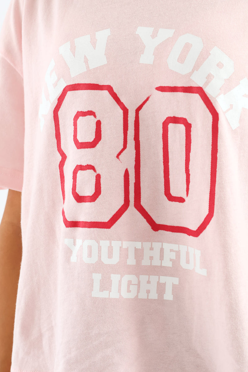 Girls Boxy Ny 80 Tee - Pink