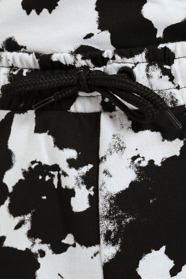 Boys Tie Dye Print Fleece Short - Black