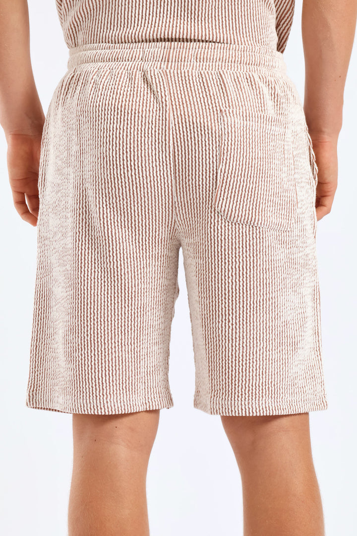 Boys Stripe Seersucker Textured Short - Rust