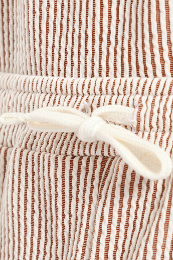 Boys Stripe Seersucker Textured Short - Rust