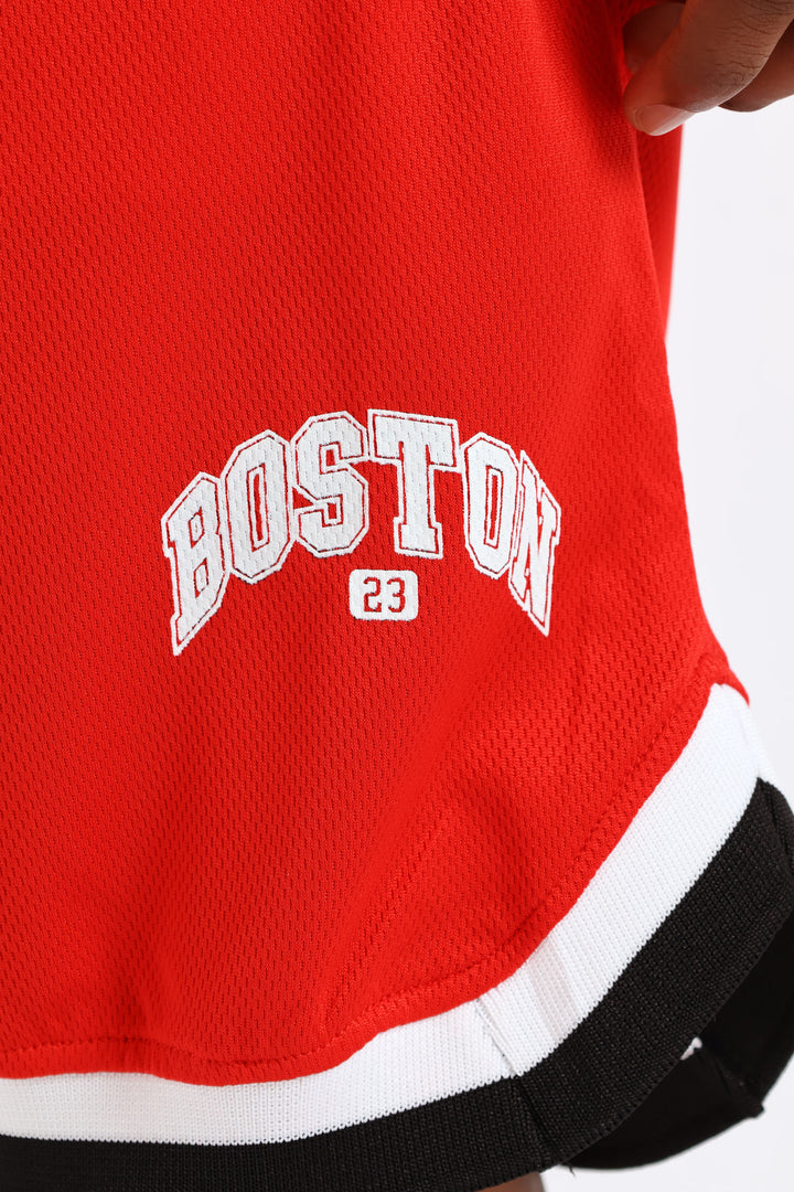 Boys Mesh Sport Shorts - Red