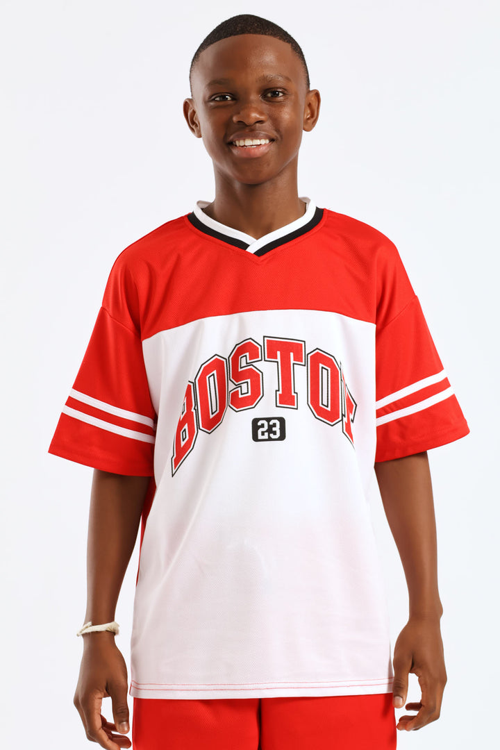 Boys Mesh Sport T-Shirt - Red