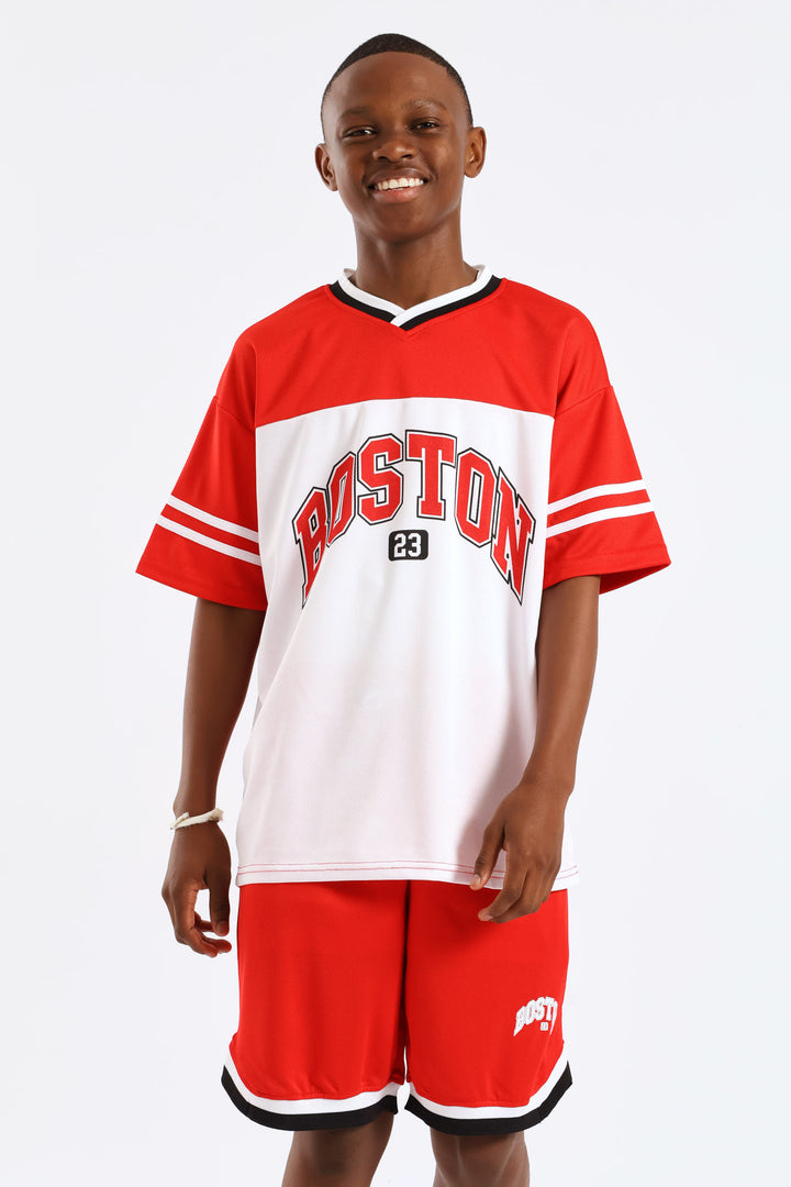 Boys Mesh Sport Shorts - Red