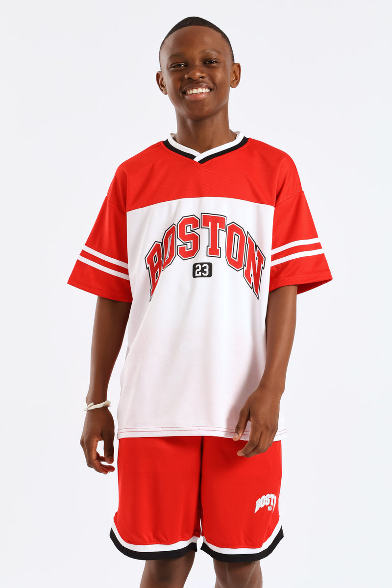 Boys Mesh Sport Shorts - Red