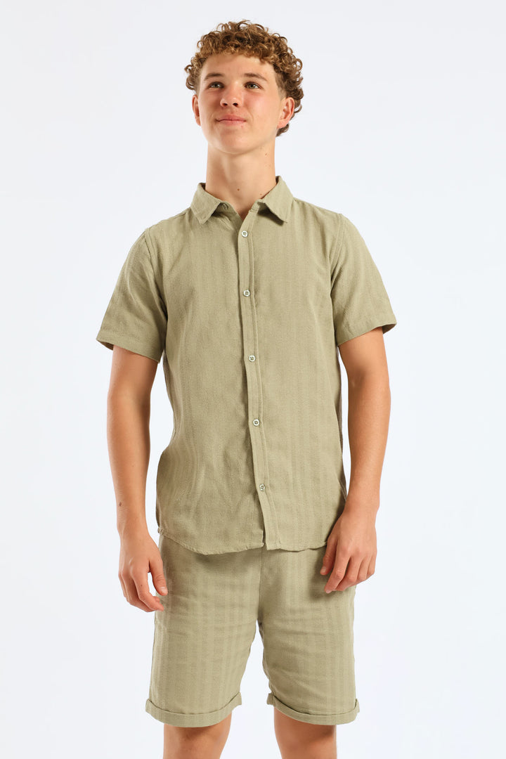 Boys Texture Shirt - Olive