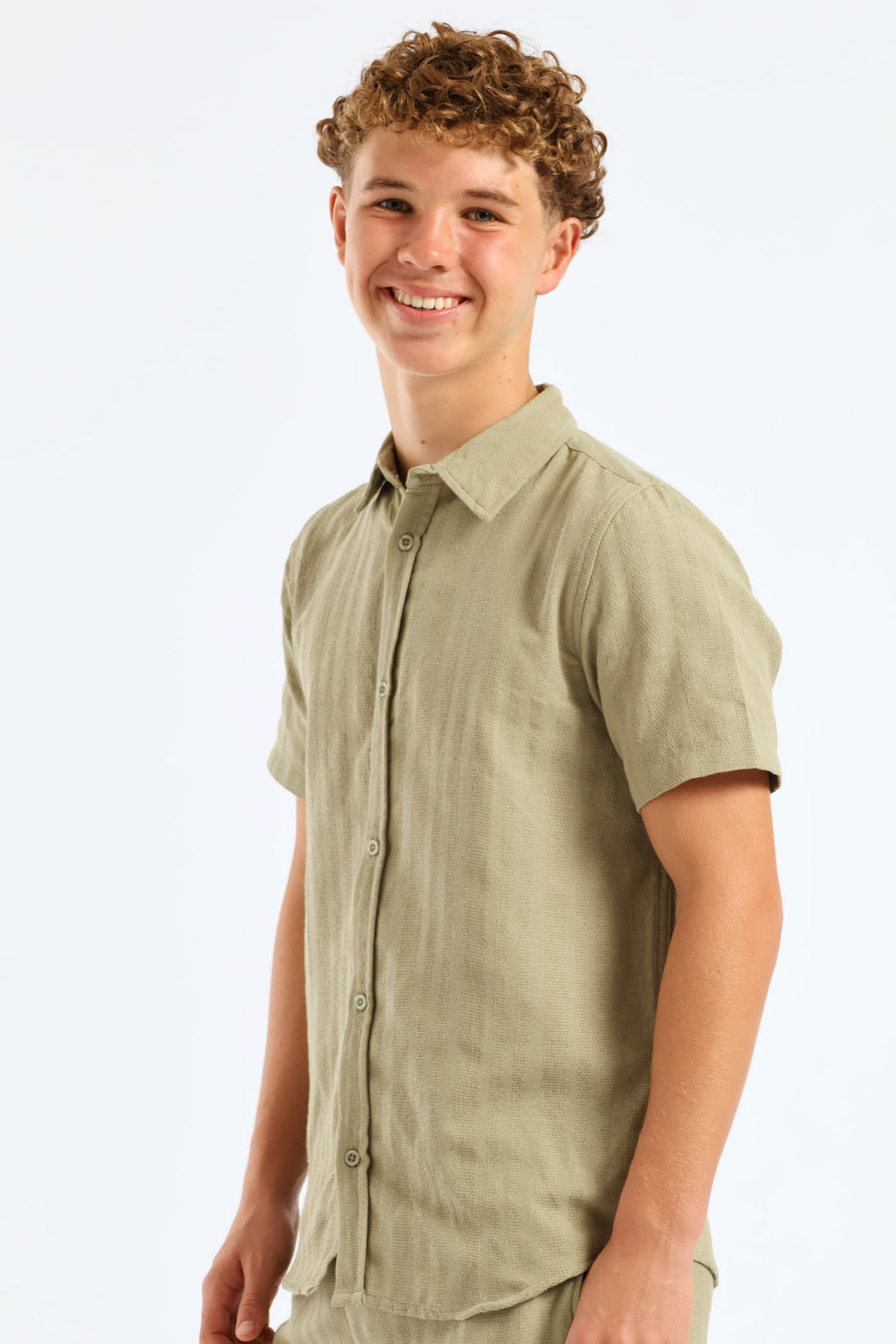 Boys Texture Shirt - Olive