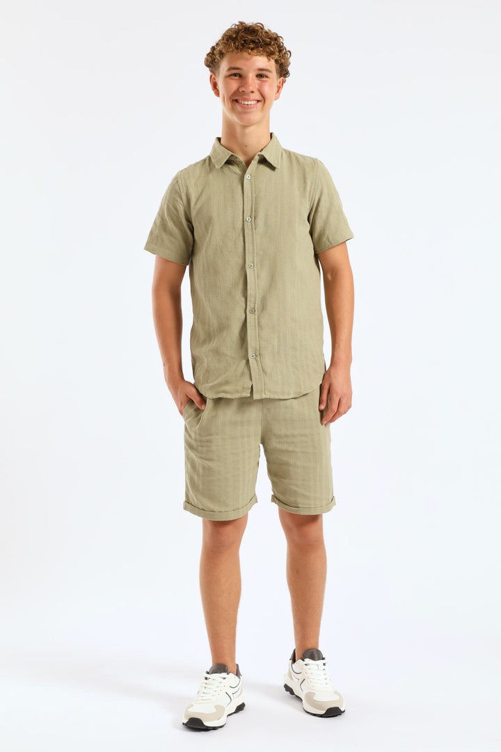 Boys Texture Short - Olive