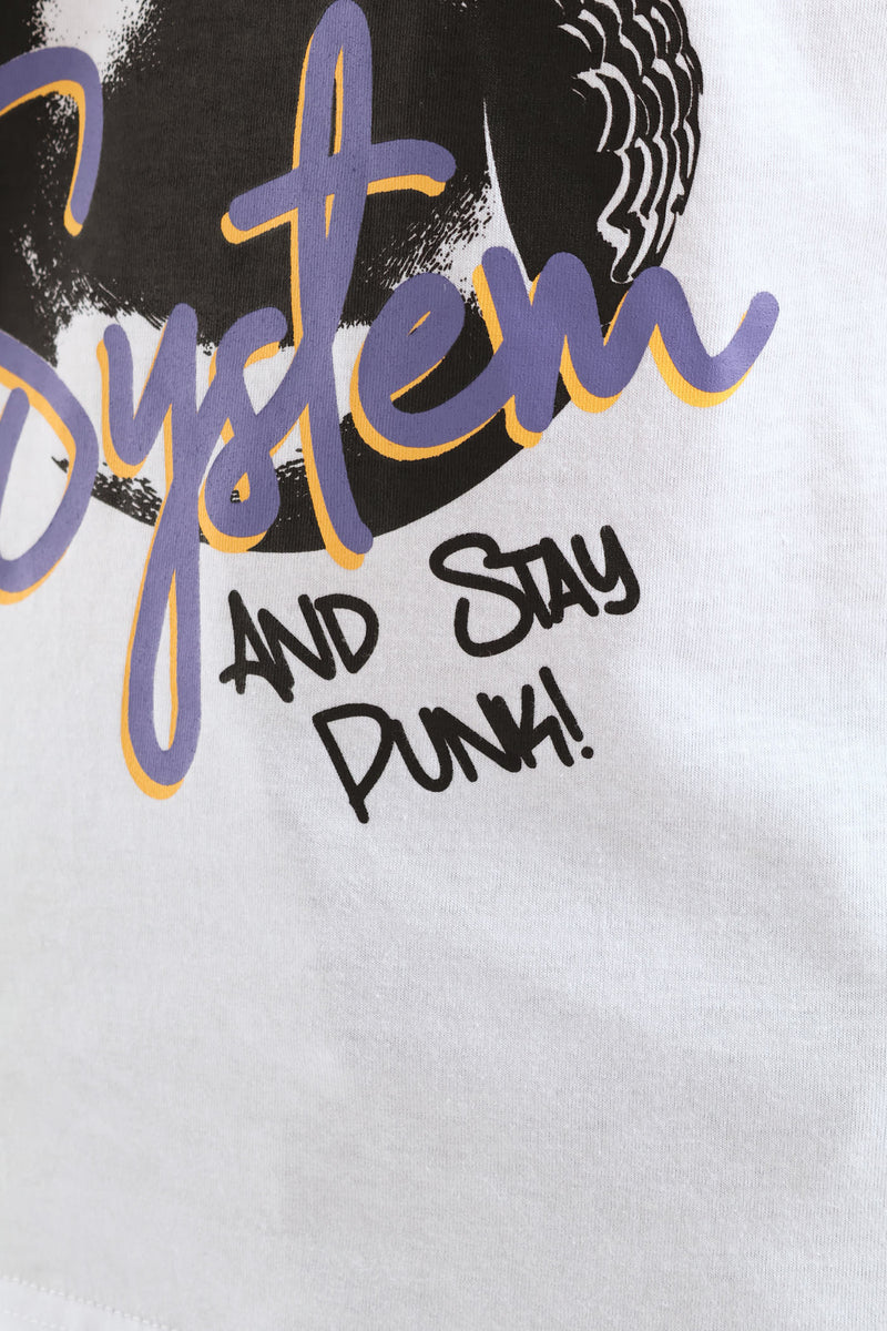 Boys Quack Print Tee - White