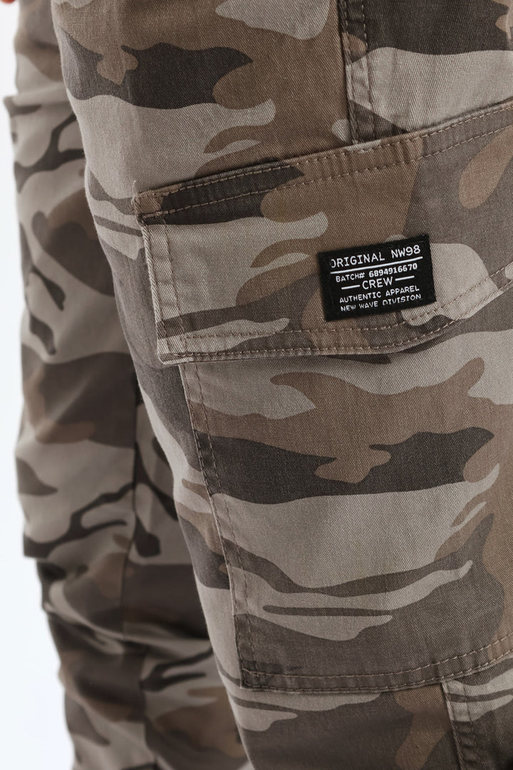 Boys Camo Print Cargo Jogger - Grey