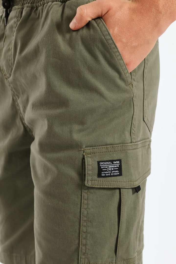 Boys Twill Cargo Short - Olive