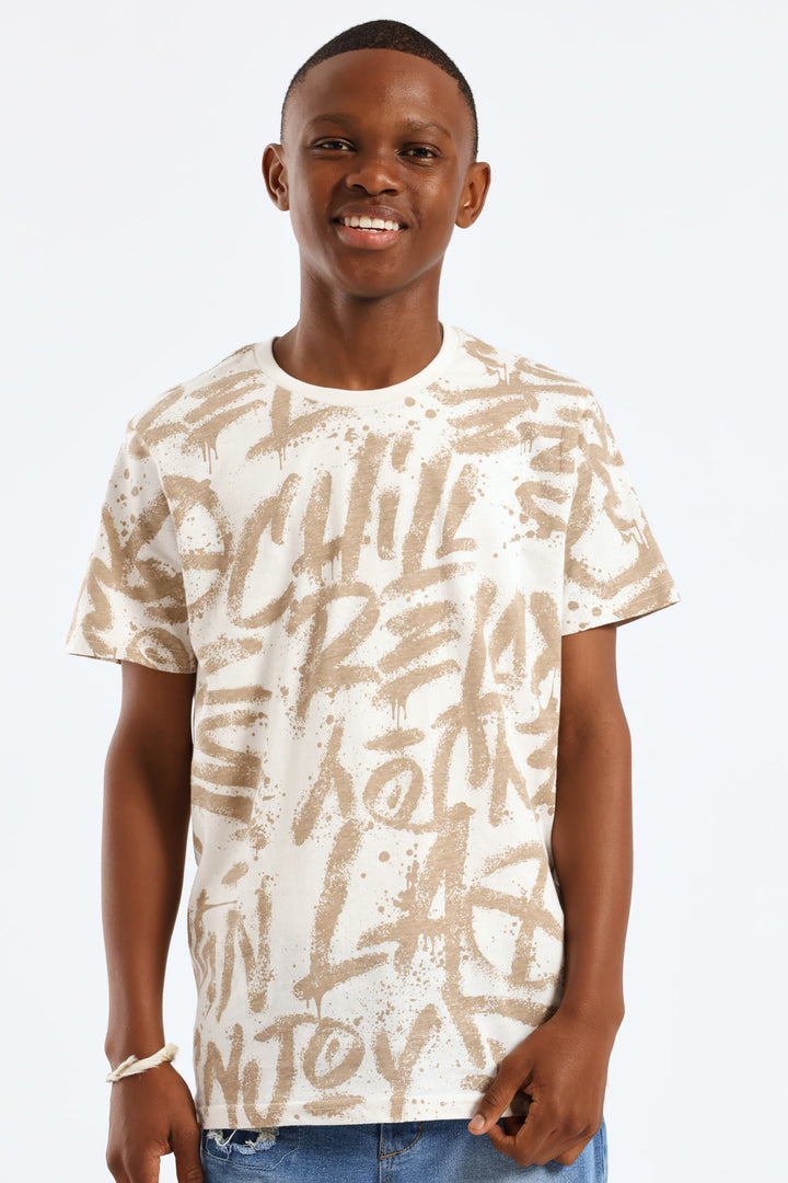 Boys Grafitti T-Shirt - Cream