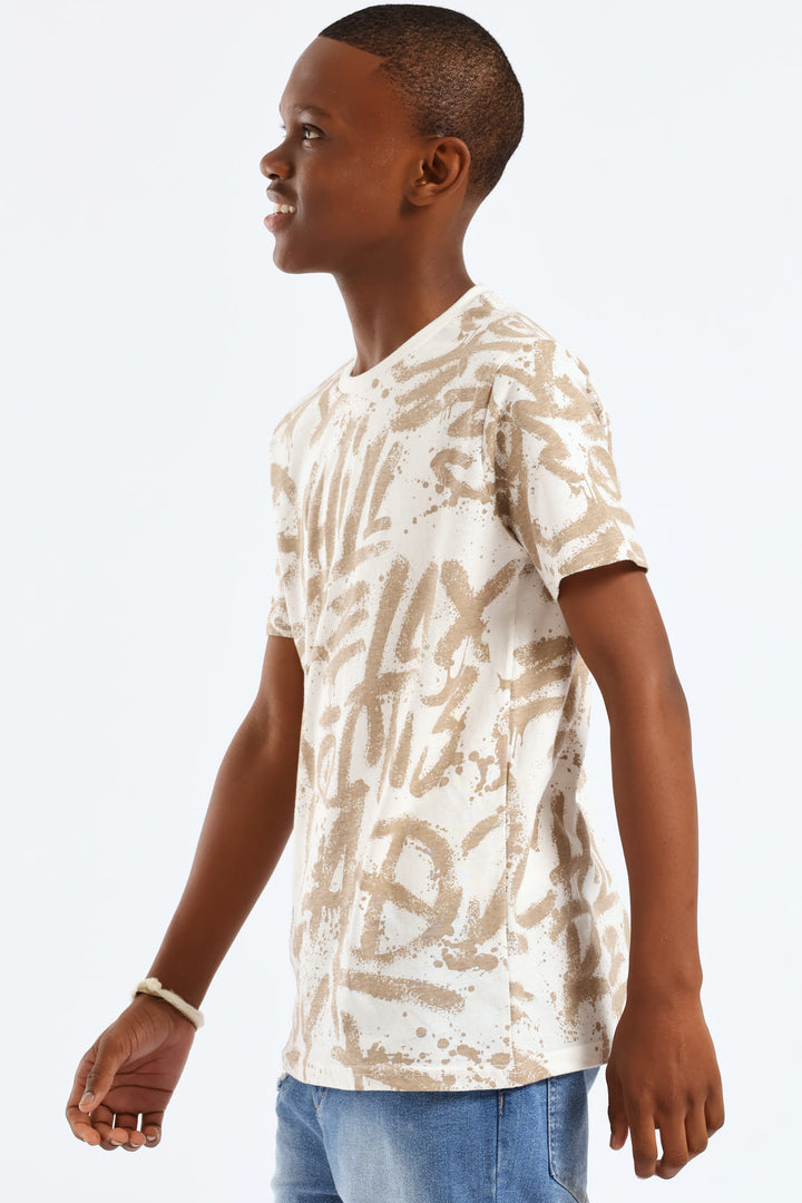 Boys Grafitti T-Shirt - Cream