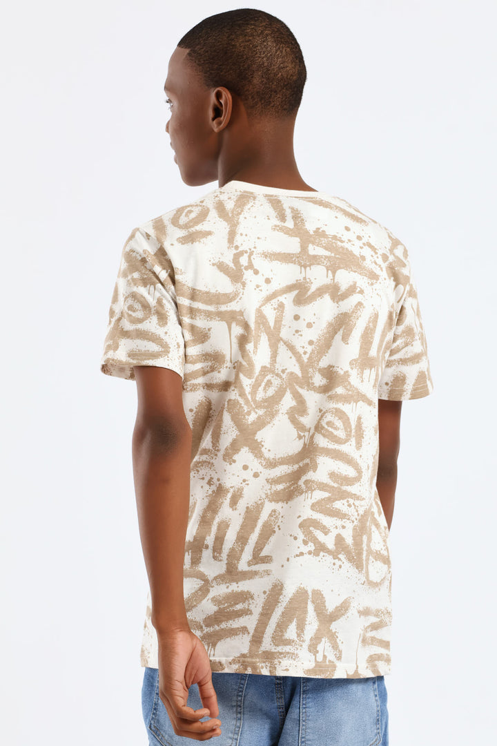 Boys Grafitti T-Shirt - Cream