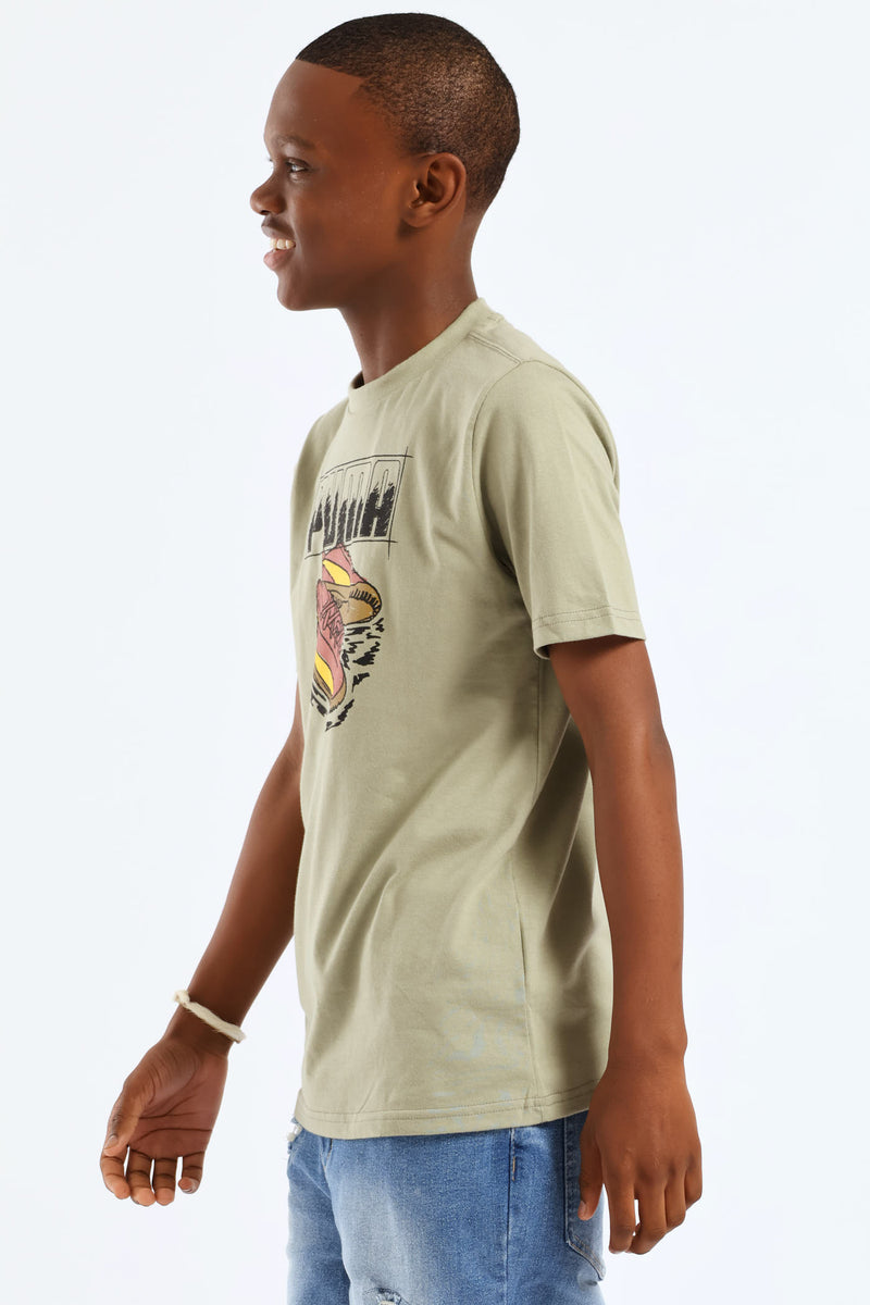 Boys Lux Army Sneaker Print Tee - Green