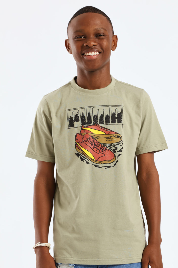 Boys Lux Army Sneaker Print Tee - Green