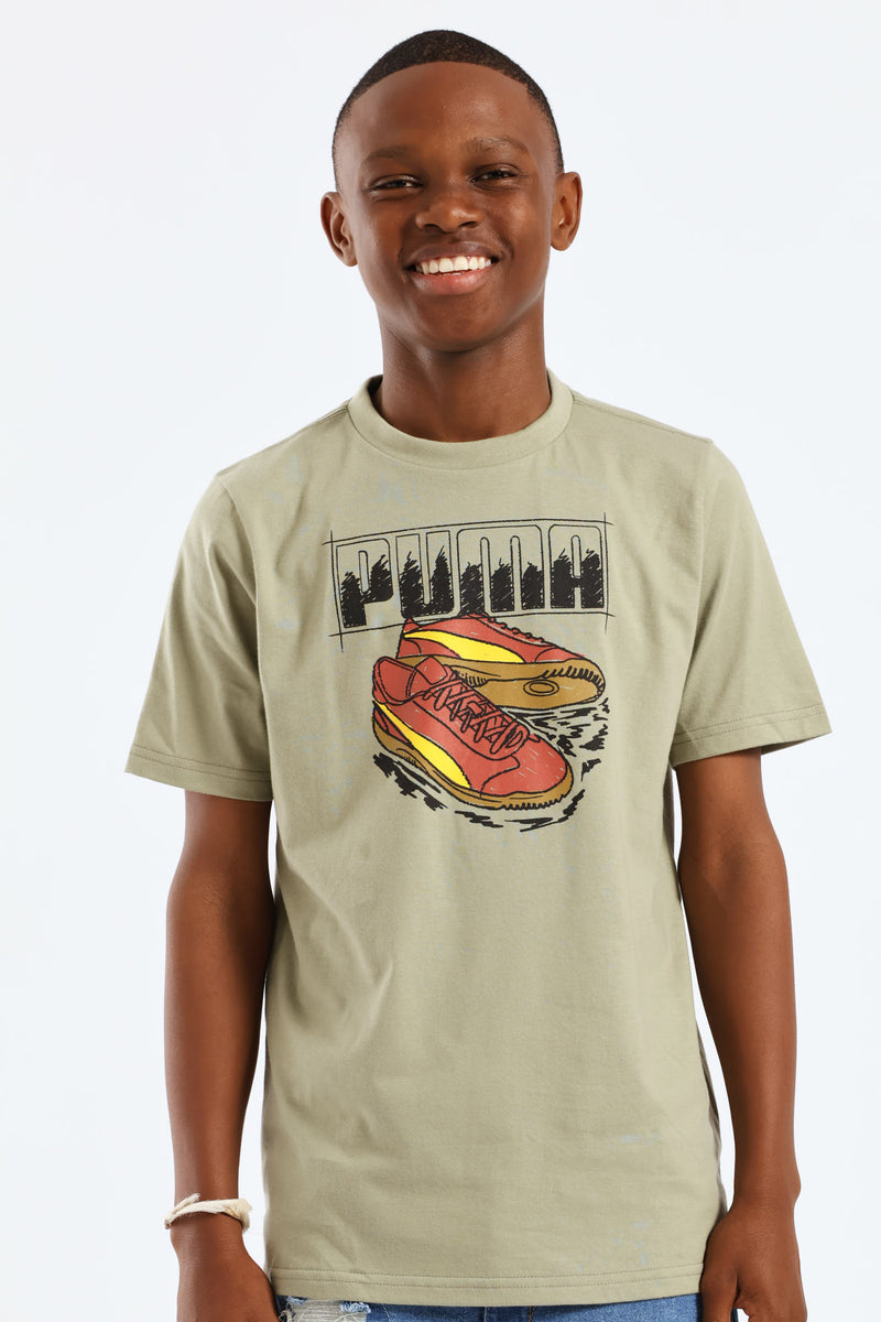 Boys Lux Army Sneaker Print Tee - Green