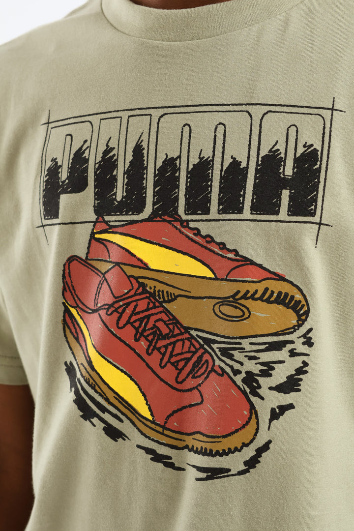 Boys Lux Army Sneaker Print Tee - Green